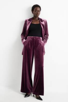 Pantaloni business in velluto - vita alta - wide fit