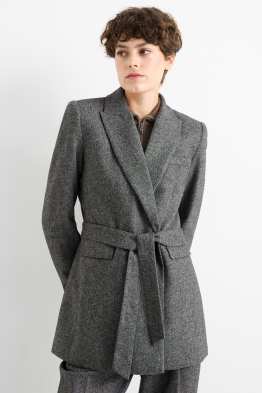 Lange business-blazer - getailleerd - wolmix