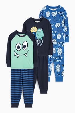 Multipack 3er - Monster - Fleece-Pyjama - 6 teilig