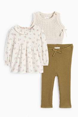 Petites fleurs - tenue pour bébé - 3 pièces