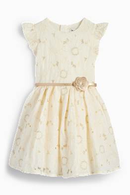 Kleid mit Gürtel - geblümt