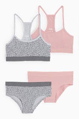 Confezione da 4 - 2 brassière e 2 slip