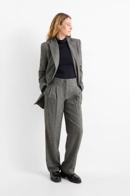 Pantalón de oficina - high waist - straight fit - mezcla de lana