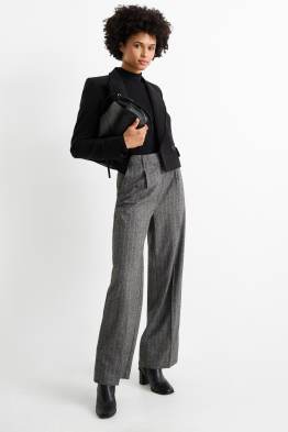 Pantalon en toile - high waist - wide leg - fines rayures