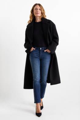Slim jeans cu ștrasuri - talie medie