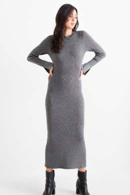 Vestito in maglia con spacco - a coste - brillante