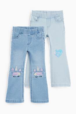 Multipack 2er - Einhorn und Herz - Flared Jeans