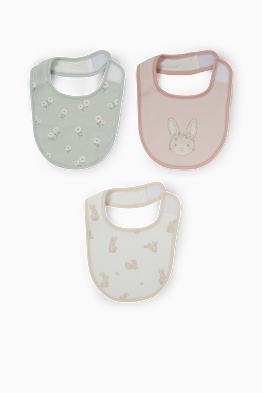 Set van 3 - haasje en bloemetje - babyslabbetje