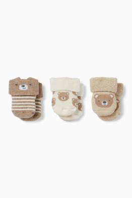 Lot de 3 paires - oursons - chaussettes nouveau-né à motif