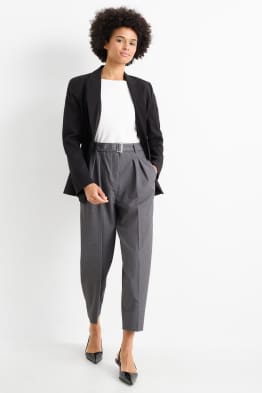 Pantaloni de stofă cu curea - talie înaltă - tapered fit