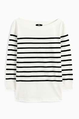 Basic-Langarmshirt - gestreift