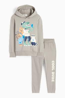 Set - felpa con cappuccio e pantaloni sportivi - animali - 2 pezzi