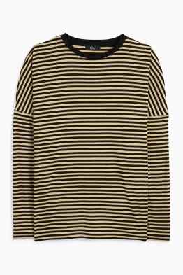 Basic-Langarmshirt - gestreift