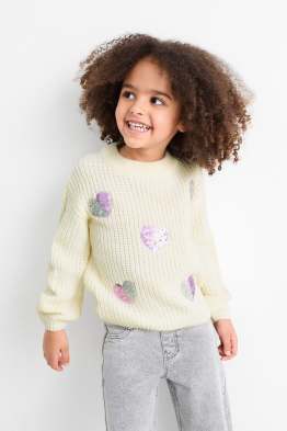 Cuore - maglione - a coste - effetto brillante