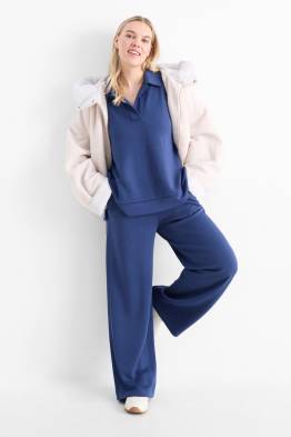 Broek van jersey - mid waist - straight fit