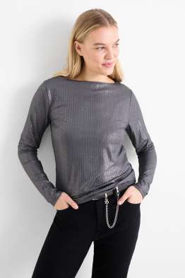 Maglia a maniche lunghe - a coste - effetto brillante