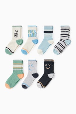 Multipack 7er - Smiley - Socken mit Motiv
