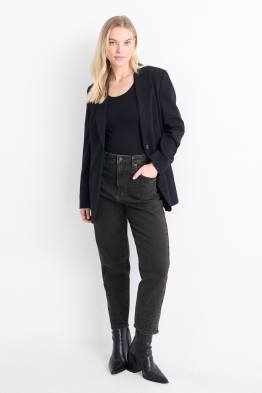 Tapered jeans cu ștrasuri - talie înaltă