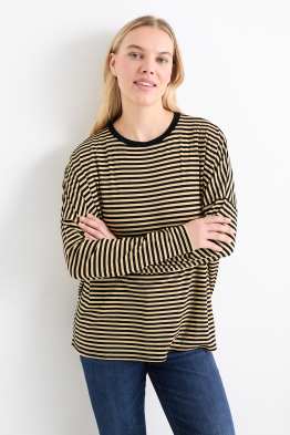 Basic-Langarmshirt - gestreift