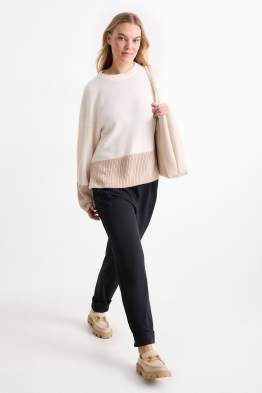 Jersey broek - high waist - tapered fit