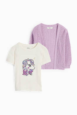 Unicorn - set - short sleeve T-shirt and cardigan - 2 piece