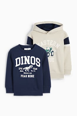 Lot de 2 - Dinosaure et tracteur - Sweat et sweat à capuche