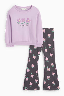 Bloemen - set - sweatshirt en flared thermolegging