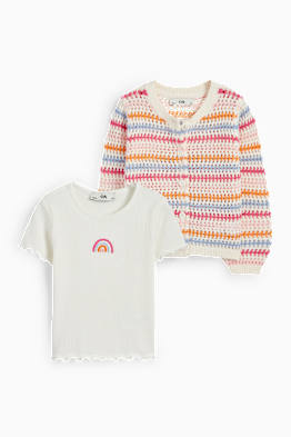 Rainbow - set - short sleeve T-shirt and cardigan - 2 piece