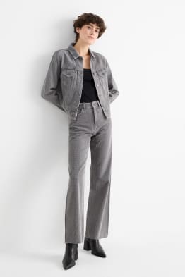 Loose fit jeans cu ștrasuri - talie înaltă