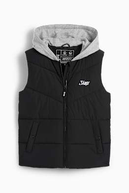 Gilet trapuntato con cappuccio - impermeabile