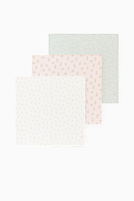 Set van 3 - bloemetjes en haasjes - babydoekje van mousseline