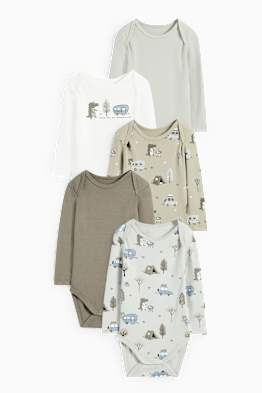 Lot de 5 - camping et crocodile - bodys bébé