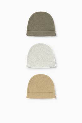 Lot de 3 - beanie pour bébé - finition côtelée