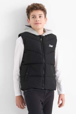 Gilet trapuntato con cappuccio - impermeabile
