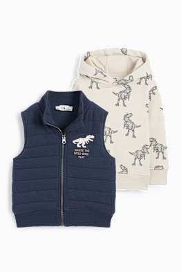 Dinosaure - ensemble - sweat à capuche et gilet sans manches - 2 pièces