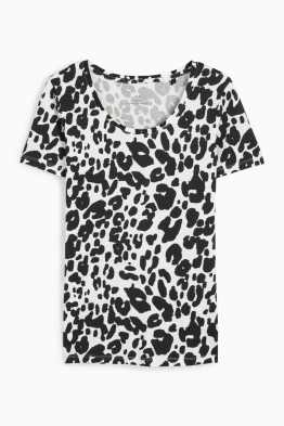 Samarreta bàsica de màniga curta - estampat de lleopard