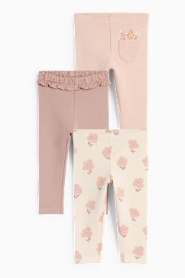 Multipack of 3 - floral - baby thermal leggings