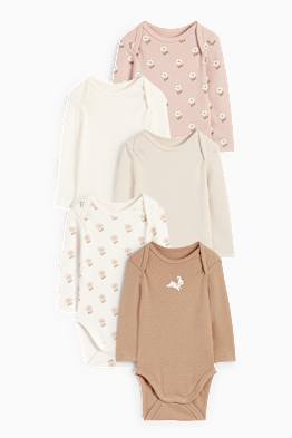 Multipack 5er - Häschen und Blümchen - Baby-Body