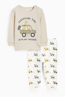 Animale sălbatice și mașină - pijama bebeluși - 2 piese