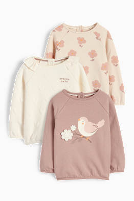 Lot de 3 - petits fleurs et petits oiseaux - sweats bébé