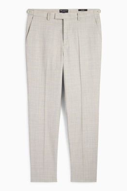 Pantalon de costume en laine vierge - regular fit - à carreaux