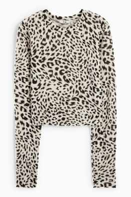 Camiseta crop de manga larga - leopardo