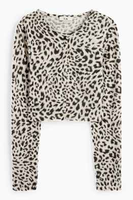 Kort gebreid vest - luipaardprint
