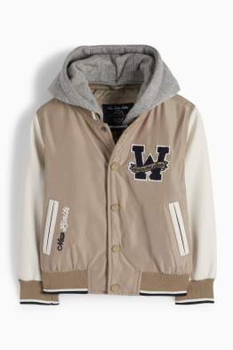 Giacca stile college con cappuccio