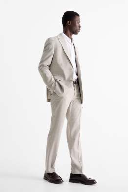 Pantalon de costume en laine vierge - regular fit - à carreaux