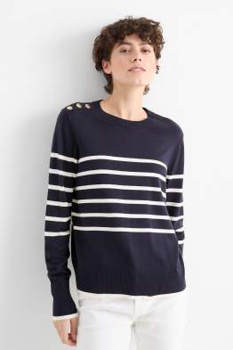 Maglione in filato lavorato a maglia fine - a righe
