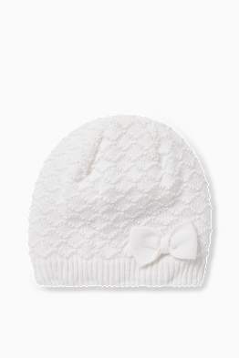 Schleife - Baby-Beanie - Zopfmuster