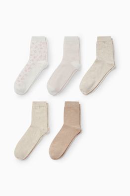 Lot de 5 - chaussettes - à fleurs