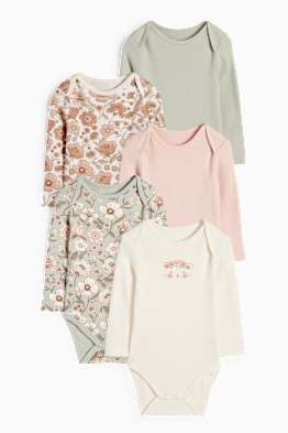 Lot de 5 - petite fleur et chaton - body bébé