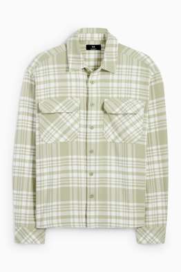 Koszula flanelowa - relaxed fit - kołnierzyk kent - w kratę
